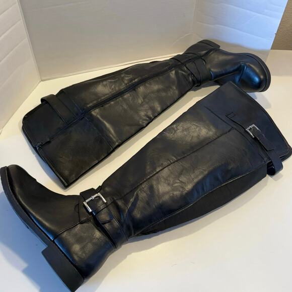 Torrid Over The Knee OTK moto boots faux leather wide calf 7.5 WW - Picture 2 of 14